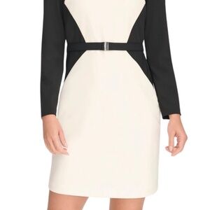 DKNY Women’s Black & Ivory Belted Long - Sleeve Size 6